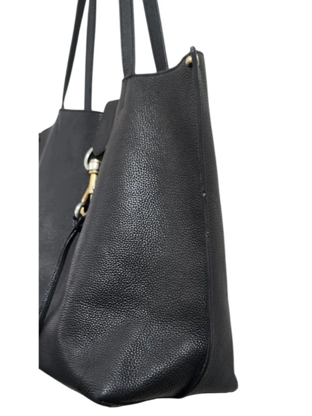 Rebecca Minkoff Megan Large Black Pebbled Leather Tote Work Bag